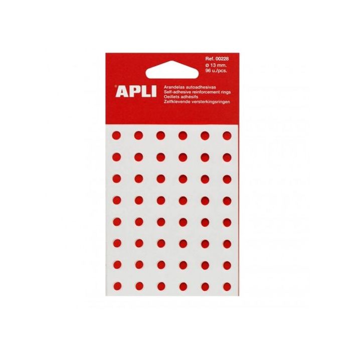 Apli Pack con 96 Arandelas de Refuerzo Ø 13mm - Alta Resistencia a Tirones y Rozaduras - Ideal para Escuela, Oficina y Hogar - C
