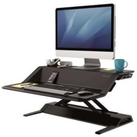 Fellowes Sit-Stand Lotus Estación de Trabajo - 22 Ajustes en Altura - Ofrece una Maxima Estabilidad - Dos Amplias Superficies -
