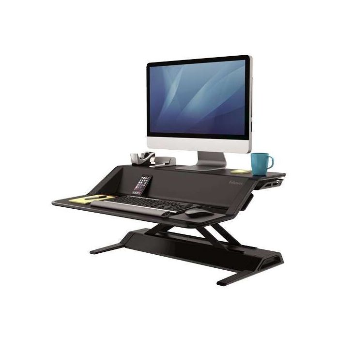 Fellowes Sit-Stand Lotus Estación de Trabajo - 22 Ajustes en Altura - Ofrece una Maxima Estabilidad - Dos Amplias Superficies -