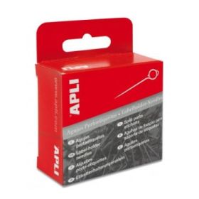 Apli Caja de 100 Agujas Porta Etiquetas Plateadas - Cabezal de Alambre Redondo - Ideal para Tiendas de Ropa y Textiles - Color P