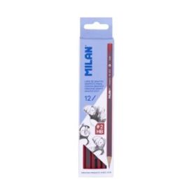 Milan Pack de 12 Lapices de Grafito Triangulares - Mina HB  2 de 2mm - Resistente a la Rotura - Para Escritura y Dibujo