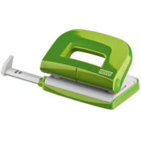 Novus E210 Fresh Perforadora Pequeña de Papel - Hasta 10 Hojas - Guia de Posicionamiento - Punzones 5.5mm - Color Verde