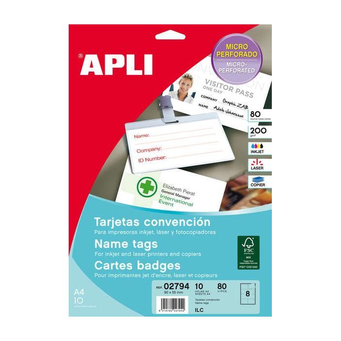 Apli Tarjetas Convencion Microperforadas 200g 10 Hojas