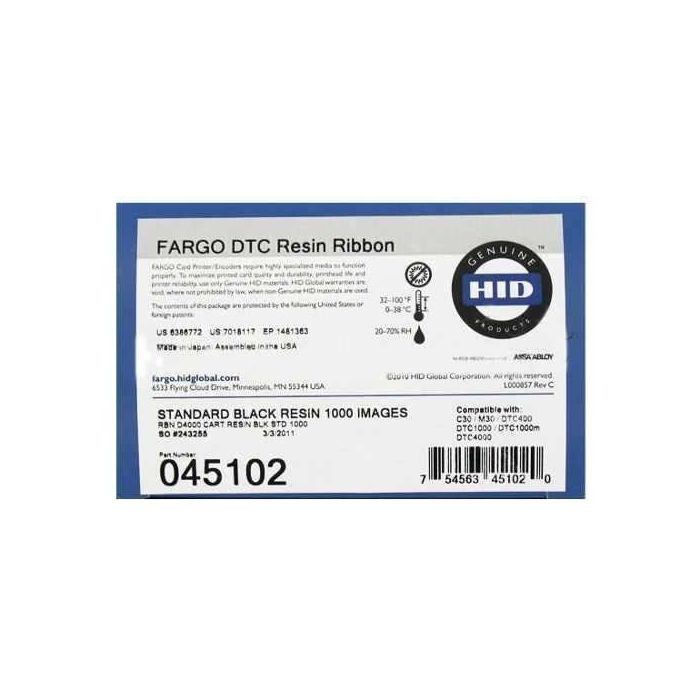 Fargo HID DTC1000 DTC1250 Cinta de Transferencia Termica Original Negro 1.000p + Rodillo de Limpieza - 045102