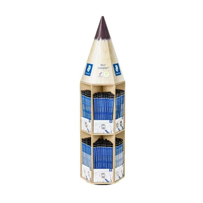 Staedtler Mars Lumograph 100 Expositor con 576 Lapices de Grafito de Graduaciones Surtidas - Alta Resistencia a la Rotura - Made