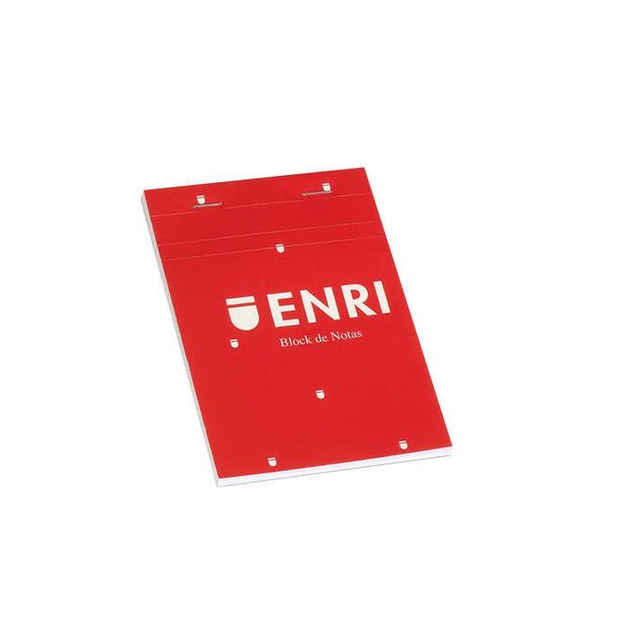 Enri Bloc de Notas Grapado Formato A7 Cuadriculado 4x4mm - 80 Hojas Microperforadas - Tapa Blanda Roja