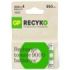 GP ReCyko Pack de 4 Pilas Recargables 950mAh AAA 1.2V - Precargadas - Ciclo de Vida: Hasta 1.000 Veces