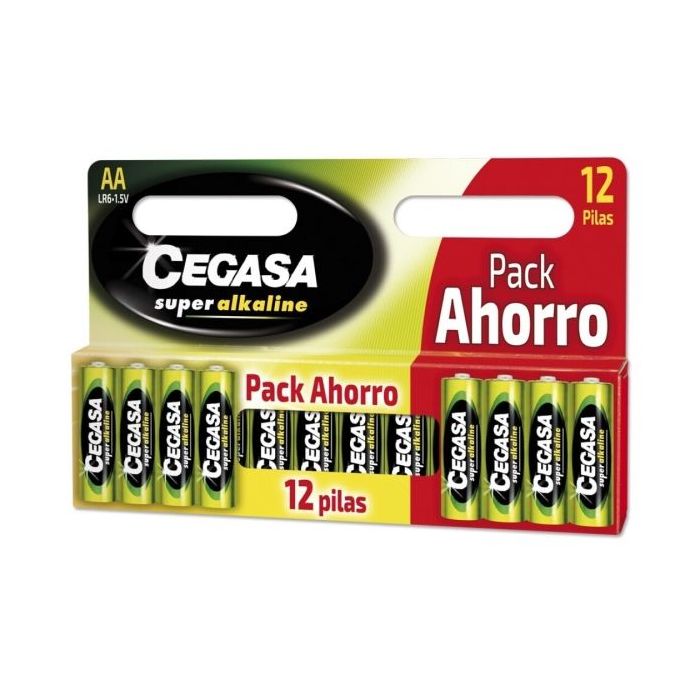 Cegasa Super Alcaline Pack de 12 Pilas LR06 AA - Alta Tecnologia - Fiabilidad - Elevado Rendimiento - Maximas Prestaciones