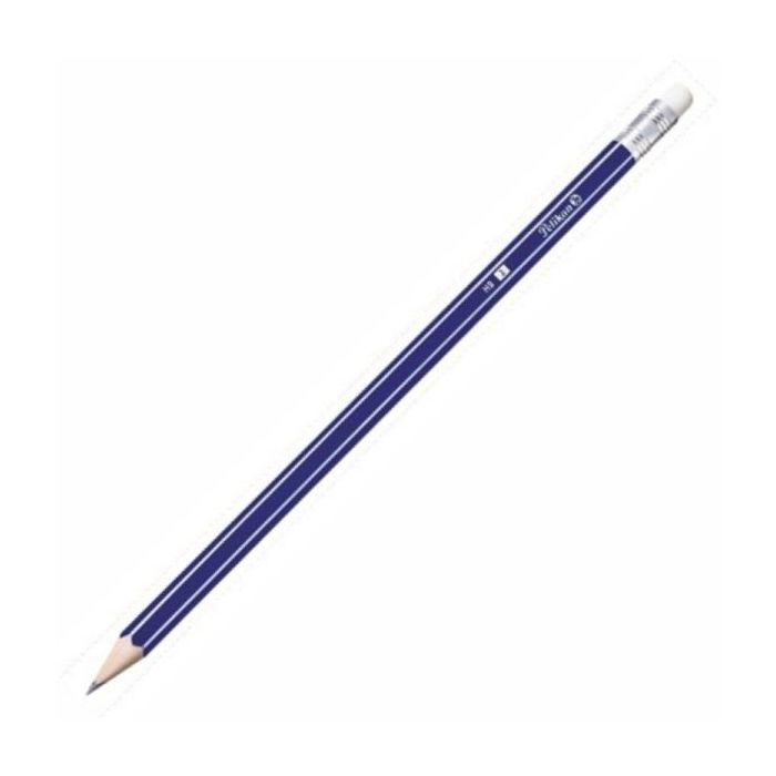 Pelikan CJ12 Lapiz de Grafito HB con Goma - Hexagonal - Ergonomico - Madera Barnizada - Color Azul