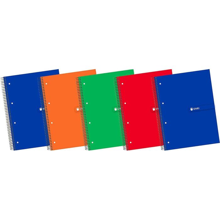 Enri Plus Cuaderno Espiral Formato A4+ Cuadriculado 5x5mm - 120 Hojas + 40 Gratis Microperforadas - Cubierta Extradura - Colores