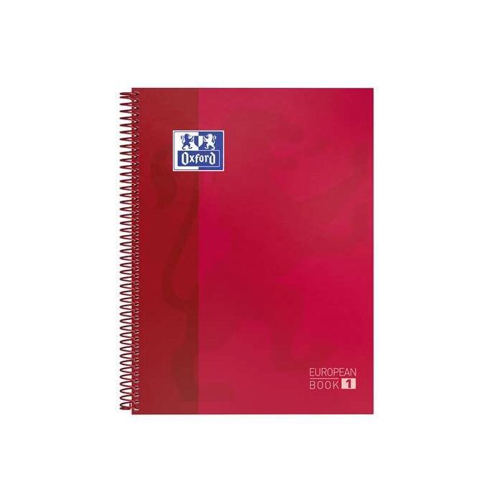 Oxford Europeanbook 1 Cuaderno Espiral Formato A4+ Cuadriculado 5x5mm - 80 Hojas - Banda de Color - Tapa Extradura Brillante - C