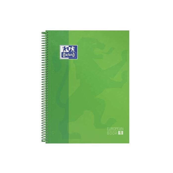 Oxford Europeanbook 1 Cuaderno Espiral Formato A4+ Cuadriculado 5x5mm - 80 Hojas - Banda de Color - Tapa Extradura Brillante - C
