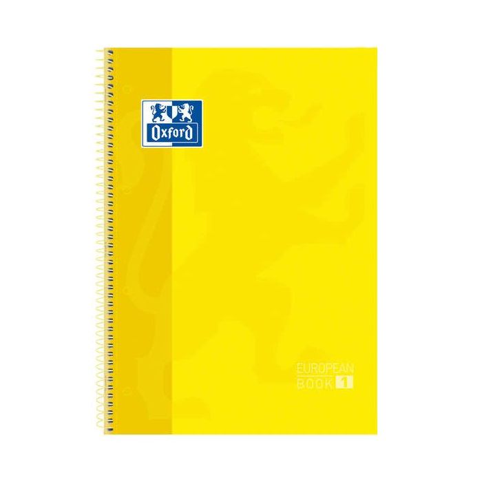 Oxford Europeanbook 1 Cuaderno Espiral Formato A4+ Cuadriculado 5x5mm - 80 Hojas - Banda de Color - Tapa Extradura Brillante - C