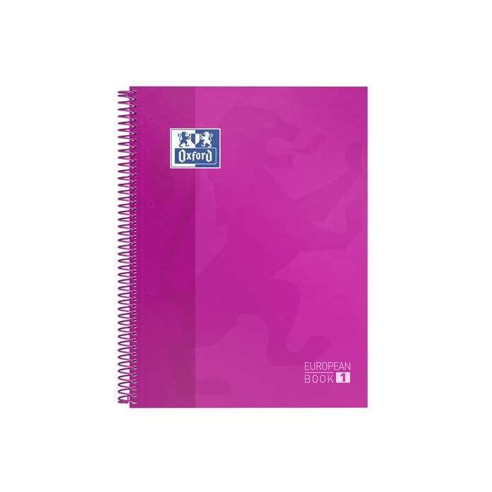 Oxford Europeanbook 1 Cuaderno Espiral Formato A4+ Cuadriculado 5x5mm - 80 Hojas - Banda de Color - Tapa Extradura Brillante - C