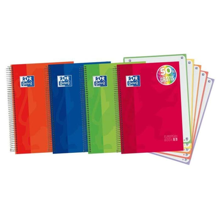 Oxford Europeanbook 5 Cuaderno Espiral Formato A4+ Cuadriculado 5x5mm - 120 Hojas - Tapa Extradura acabado Brillante - 5 Bandas