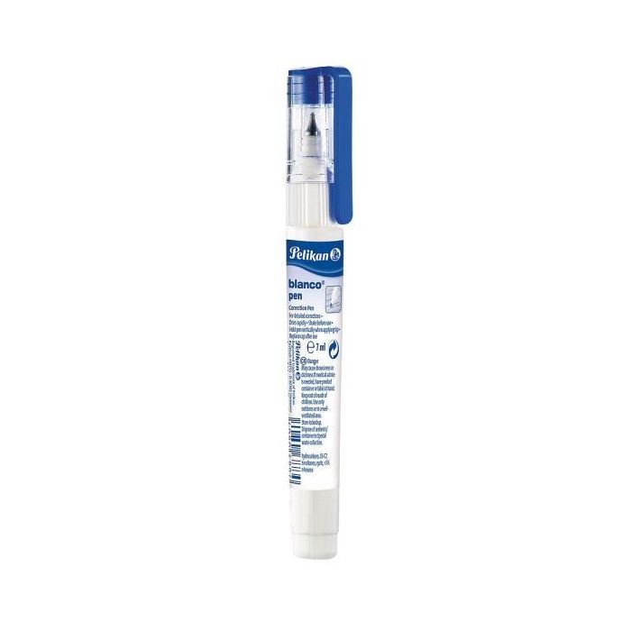 Pelikan Pen Boligrafo Corrector Liquido - Capacidad 7ml - Micropunta de Metal - Secado Rapido - Color Blanco
