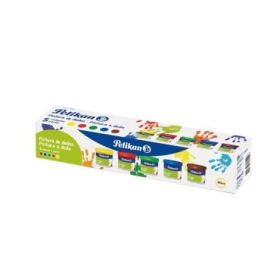 Pelikan Pack de 5 Botes de Pintura para Dedos - 40ml - Mezclable - Textura Mousse - Contiene Amargante Natural - Colores Surtido