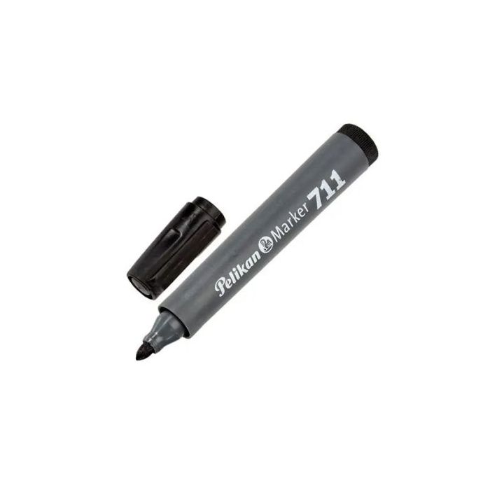 Pelikan 711F Rotulador Permanente - Punta de Fibra Redonda Gruesa - Secado Rapido - Resistente al Agua - Color Negro