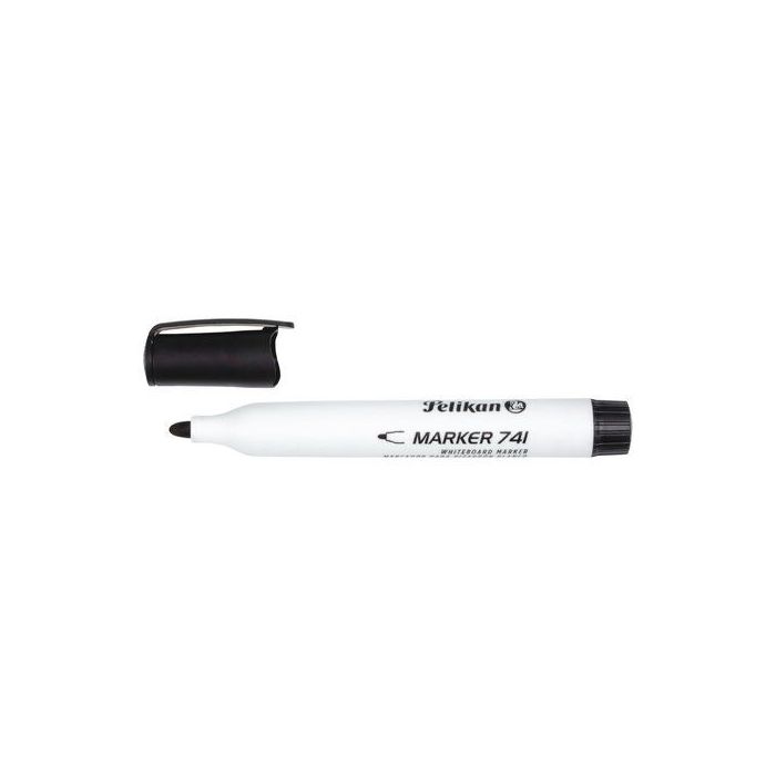 Pelikan 741F Rotulador para Pizarra Blanca - Punta de 2mm - Capuchon Antisecado - Borrable en Seco - Color Negro