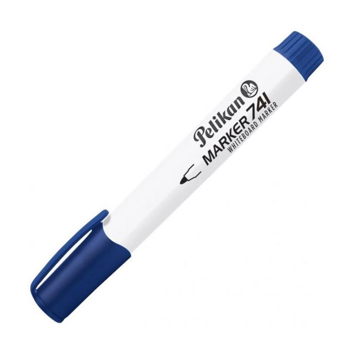 Pelikan 741F Rotulador para Pizarra Blanca - Punta de 2mm - Capuchon Antisecado - Borrable en Seco - Color Azul