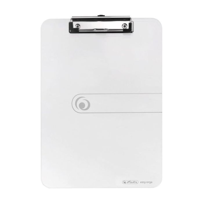 Herlitz Carpeta Sujetapapeles - Formato A4 - Pinza Metalica - Capacidad hasta 80 Hojas - Color Transparente