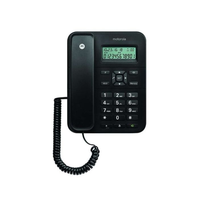Motorola CT202 Telefono Fijo - Manos Libres - Identificador de Llamadas - Color Negro