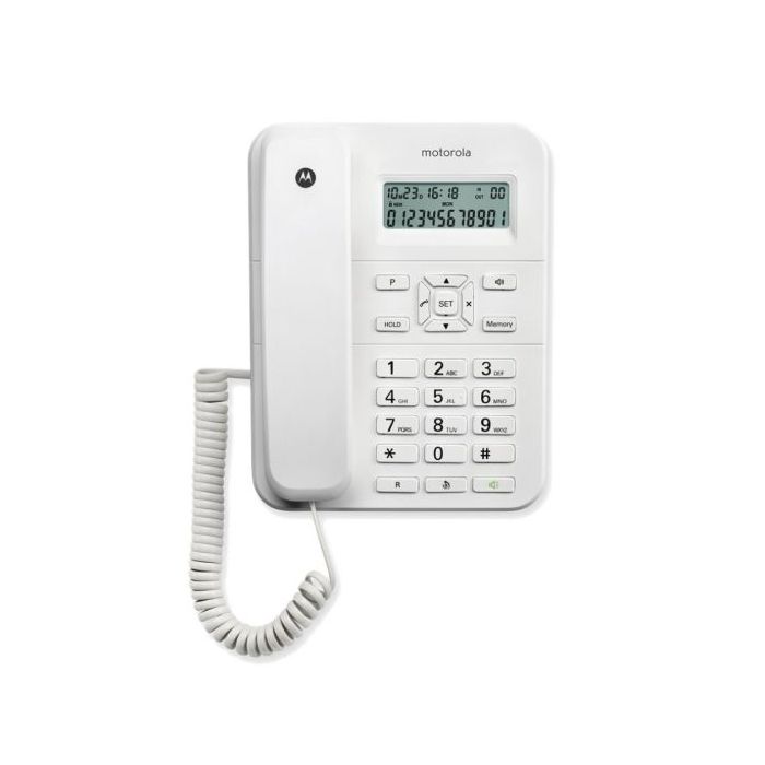 Motorola CT202 Telefono Fijo - Manos Libres - Identificador de Llamadas - Color Blanco