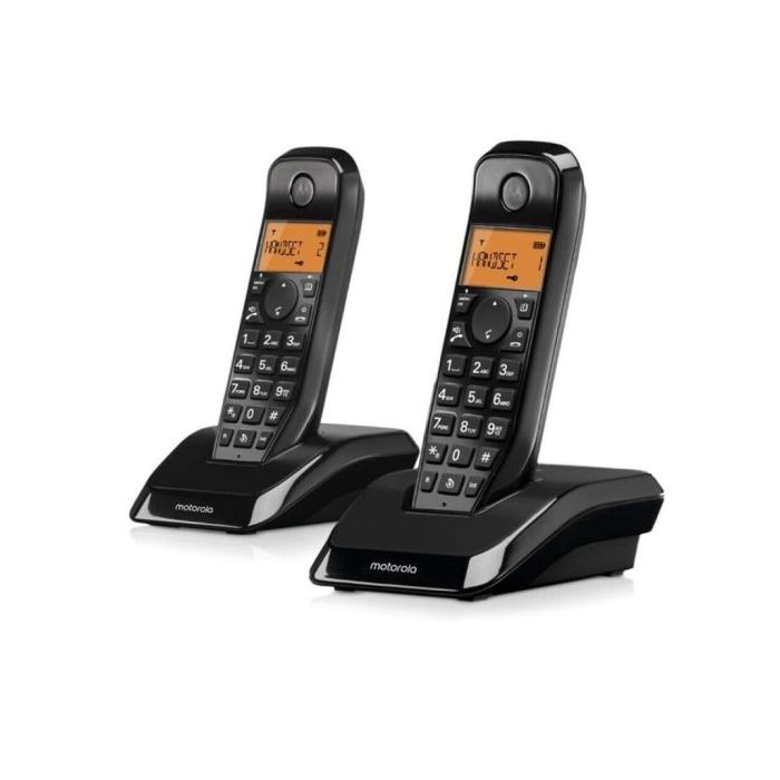 Motorola S1202 Telefono Inalambrico Dect + 1 Supletorio - Identificador de Llamada - Contestador - Manos Libres - Color Negro