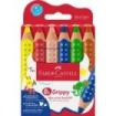 Faber-Castell Grippy Pack con 6 Lapices de Colores Gruesos Mina XXL Suave - Forma Triangular con Grip - Colores Surtidos