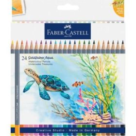 Faber-Castell Tropical Escapes Pack con 24 Lapices de Colores Acuarelables Goldfaber - Mina de 3,3mm - Aplicacion Suave - Madera