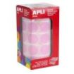 Apli Rollo de 1.770 Gomets Redondos Ø 20mm - Adhesivo Permanente Base Agua - Libre de Disolventes - Color Rosa Claro