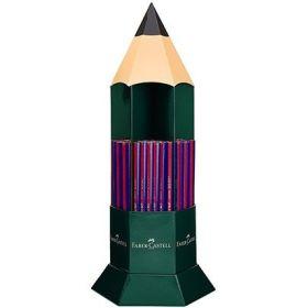 Faber-Castell Janus 2160 Expositor de 120 Lapices Finos Bicolor Hexagonales - Ecologico - Resistente a la Rotura - Color Rojo/Az
