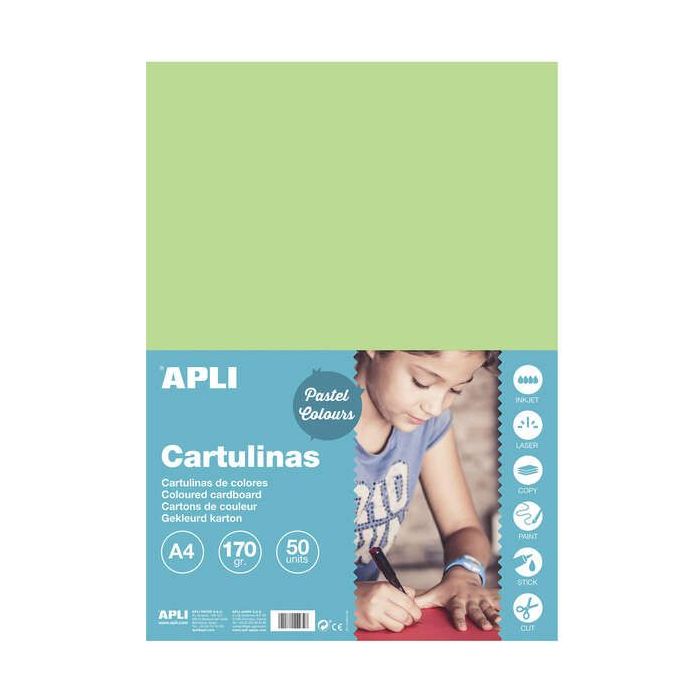 Apli Cartulina Verde Claro A4 170g 50 Hojas