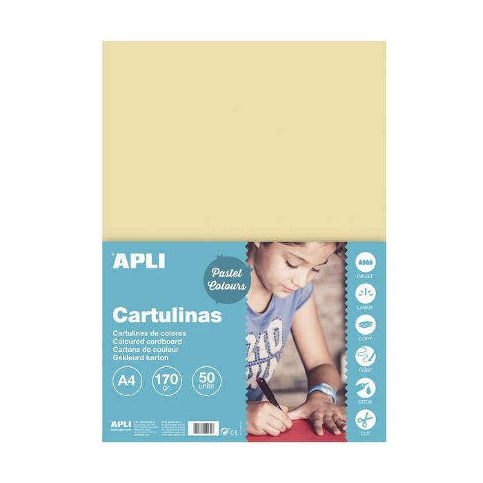 Apli Cartulina Crema A4 170g 50 Hojas