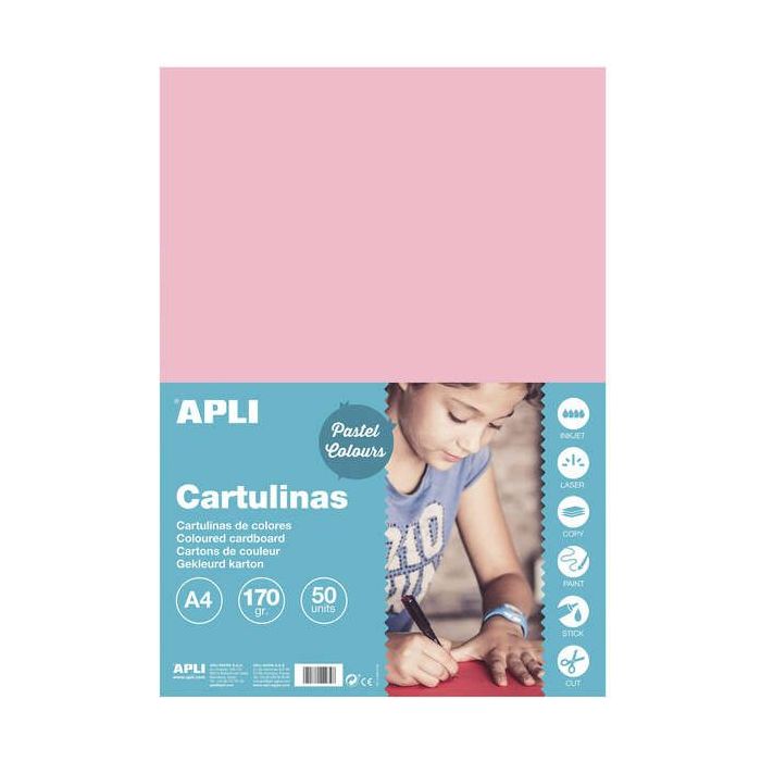 Apli Cartulina Rosa A4 170g 50 Hojas