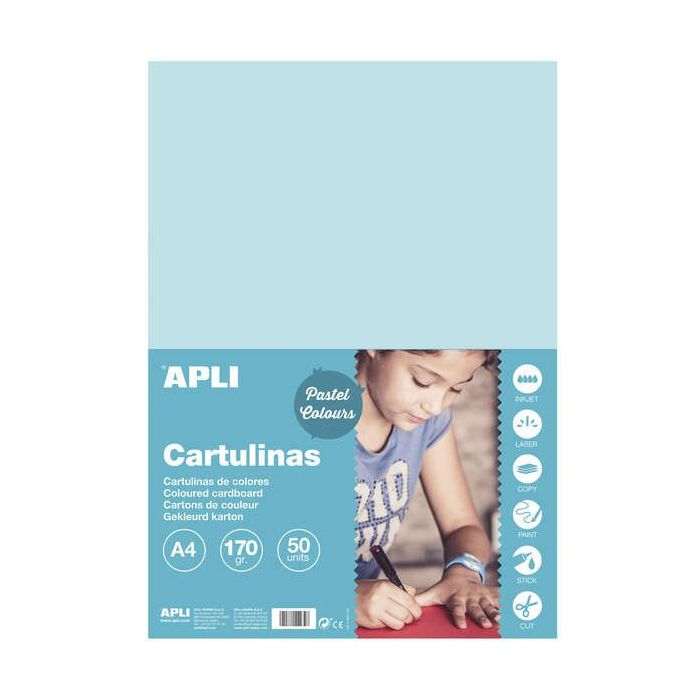 Apli Cartulina Azul Claro A4 170g 50 Hojas