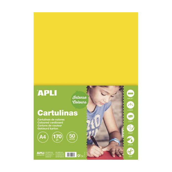 Apli Cartulina Amarilla A4 170g 50 Hojas