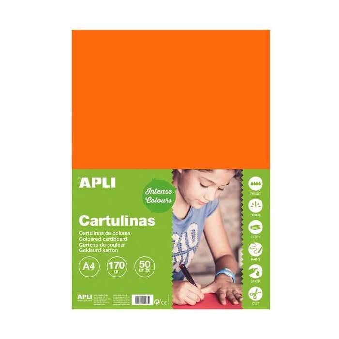 Apli Cartulina Naranja A4 170g 50 Hojas