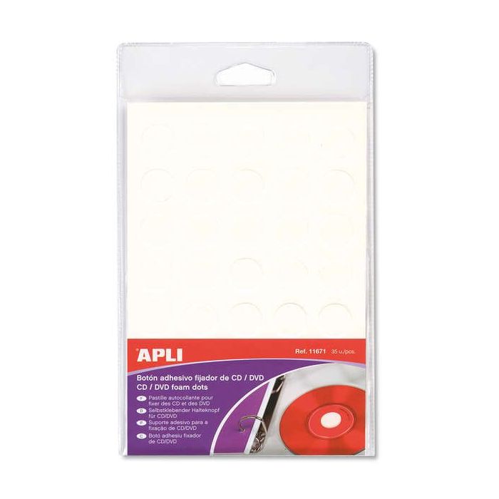 Apli Boton Fijador Blanco para CD/DVD 35 U.