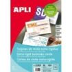Apli Pack con 500 Tarjetas de Visita Mate - Cartulina de 250g/m² - 50 Hojas por 10 Tarjetas - Cantos Rectos - Color Blanco