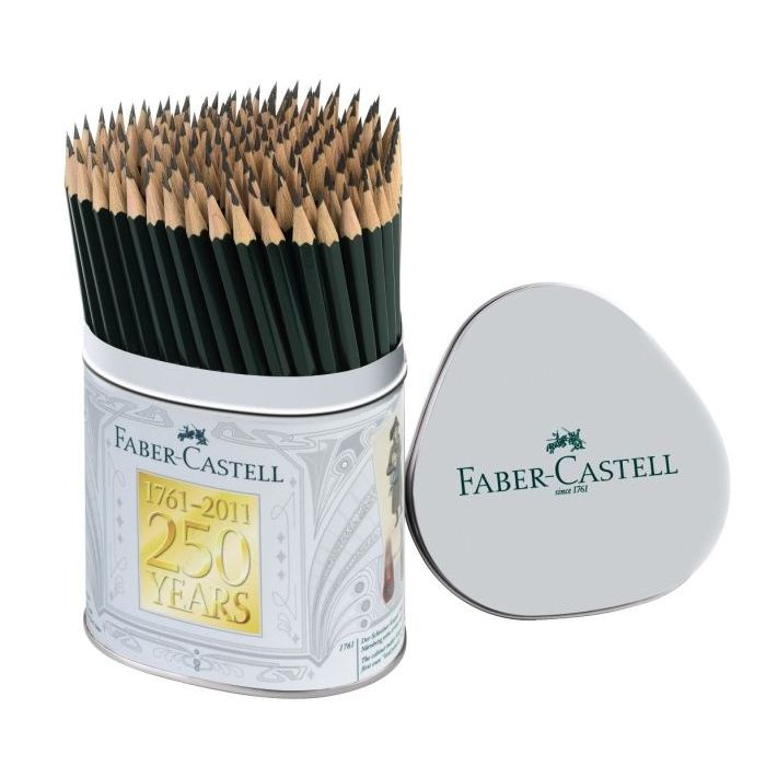 Faber-Castell Castell 9000 Bote de Metal con144 Lapices de Grafito HB - Mina Resistente a la Rotura - Ecologico