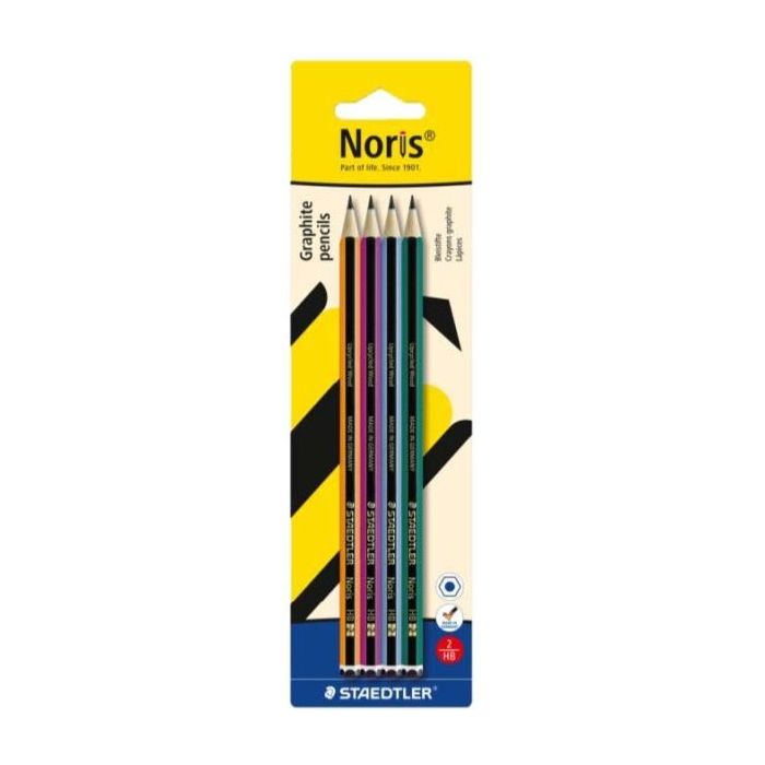 Staedtler Noris 120 Pack con 4 Lapices de Grafitito Hexagonales HB - Resistencia a la Rotura - Madera de Bosques Sostenibles - C
