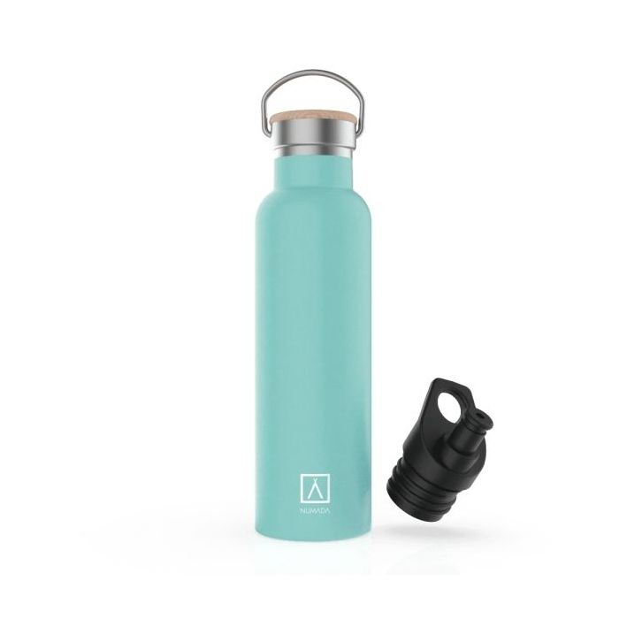 Numada Mibbot Mint Botella Termica - Capacidad de 600ml - Tapon Deportivo - Bolsa de Neopreno - 5 Capas - Libre de BPA - Boca An