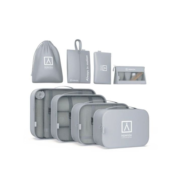 Numada Midweek A80 Pack de 8 Organizadores de Maleta - Poliester Impermeable - Malla Semitransparente - Cremallera con Doble Tir