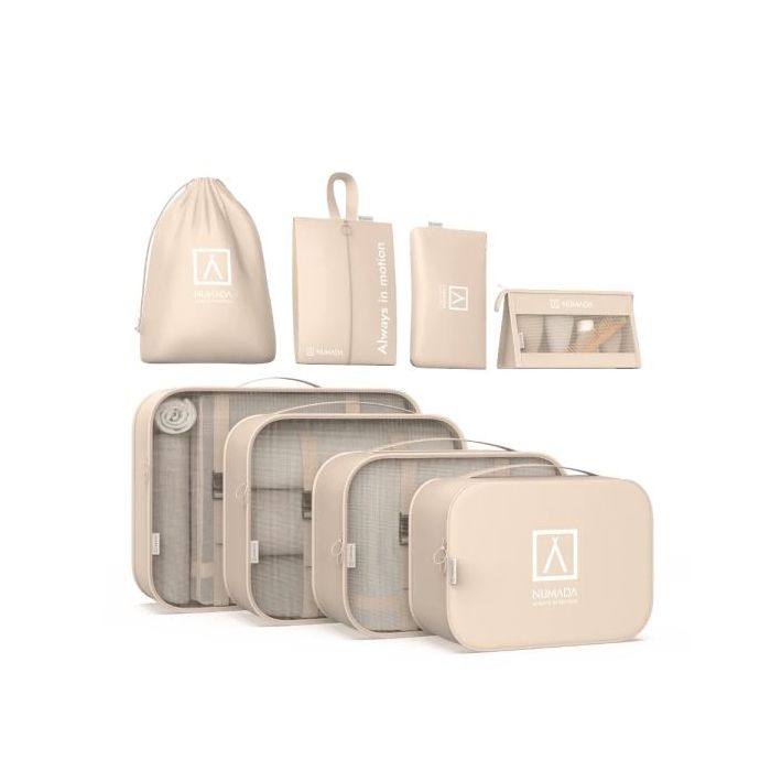 Numada Midweek A80 Pack de 8 Organizadores de Maleta - Poliester Impermeable - Malla Semitransparente - Cremallera con Doble Tir