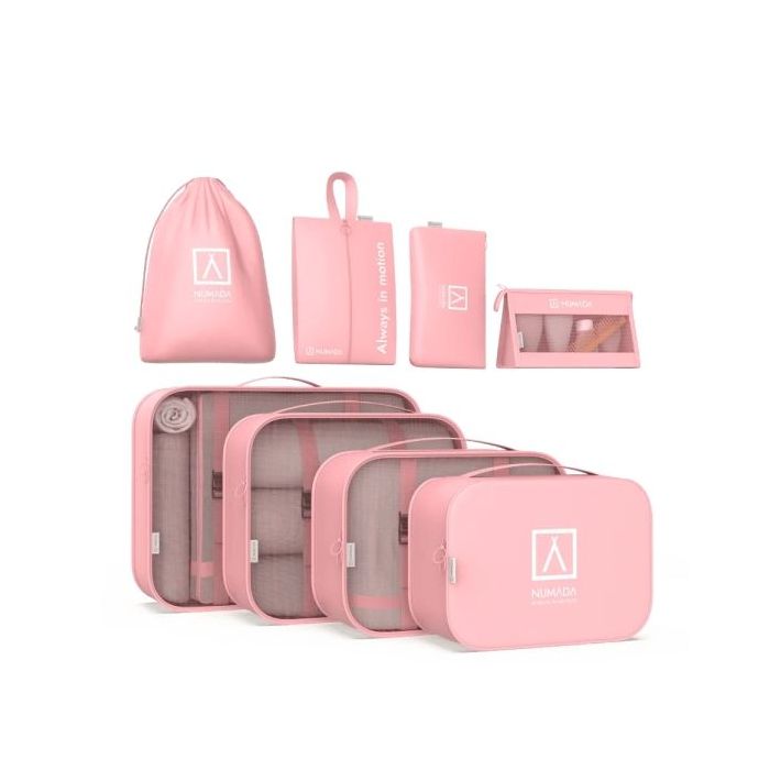 Numada Midweek A80 Pack de 8 Organizadores de Maleta - Poliester Impermeable - Malla Semitransparente - Cremallera con Doble Tir