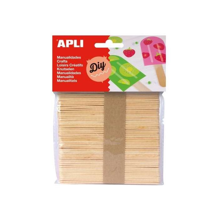 Apli Pack de 50 Palos Polo de Madera Natural 114 x 10 mm - Color Madera
