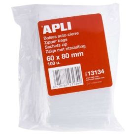 Apli Bolsas Zip Auto Cierre Transparentes 60x80mm - Material LDPE - Cierre Seguro y Facil Manipulacion - Uso Alimenticio - Ideal