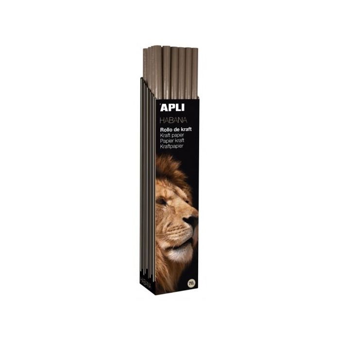Apli Rollo de Papel Kraft - 70gr - Fibras Naturales - Alta Resistencia - Homogeneidad de Color - Ideal para Embalajes y Manualid