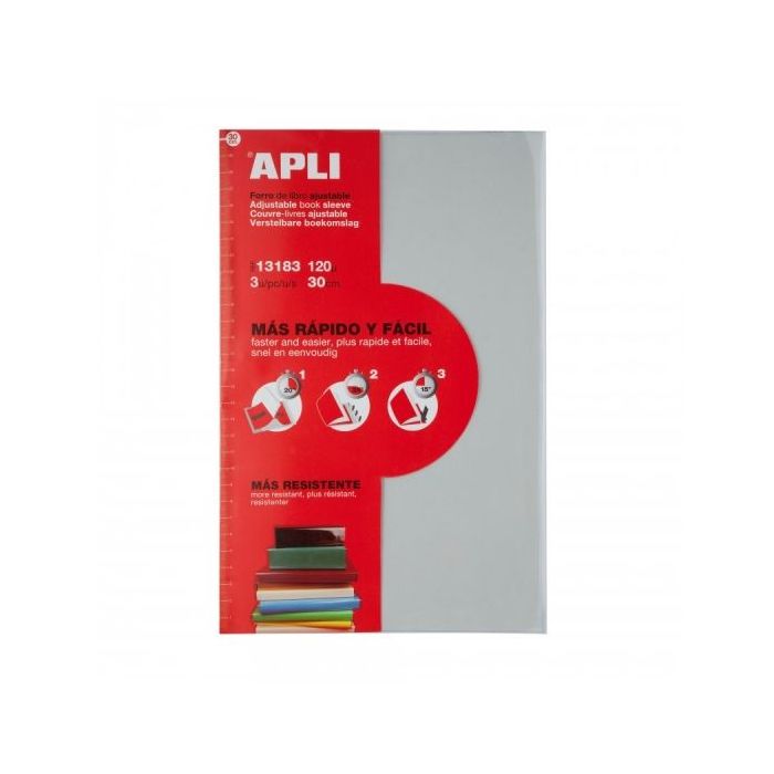 Apli Pack de 3 Fundas Transparentes de PVC - Solapa Autoajustable - Eco-Friendly